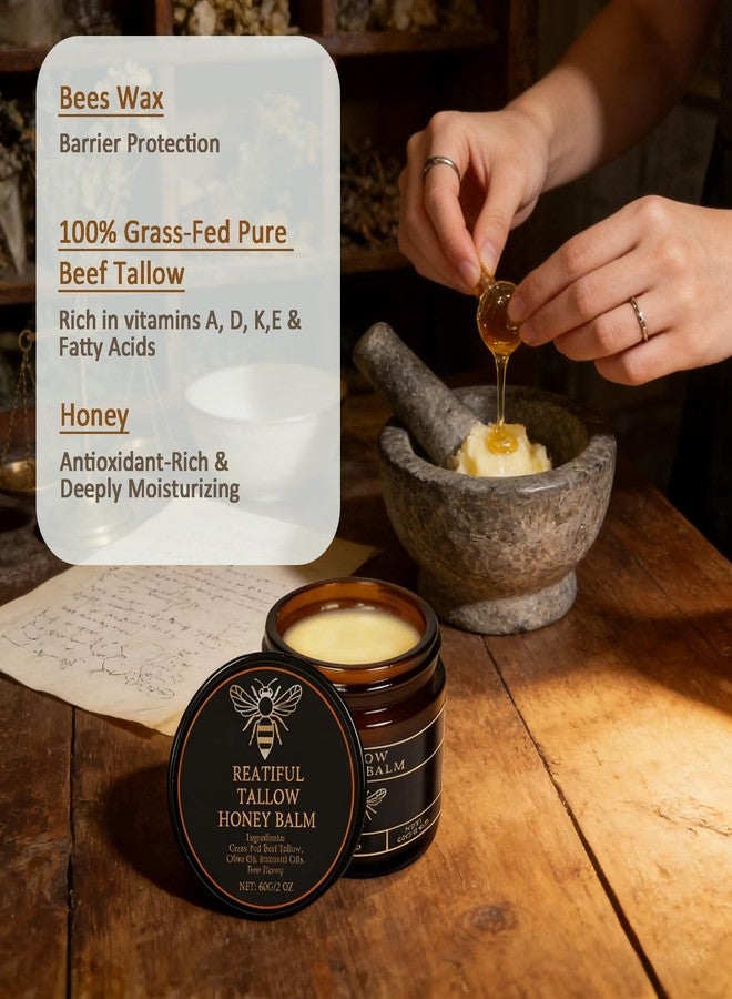 REATIFUL Beef Tallow for Skin, Tallow Honey Balm,Organic Grass tallow and honey balm for face and Body, Natural Soothing Moisturizing the Skin - Image 3